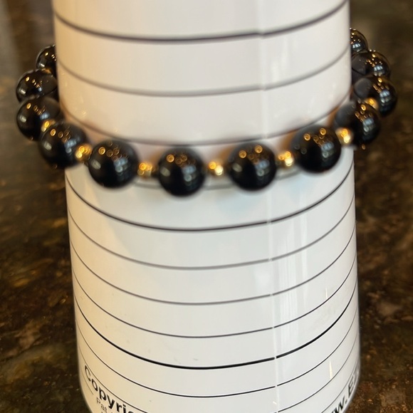 ❤️LAST CALL! ONYX & 14KT BRACELET, ONYX BEADS W/REAL GOLD BEADS & CLASP EUC - Picture 9 of 16